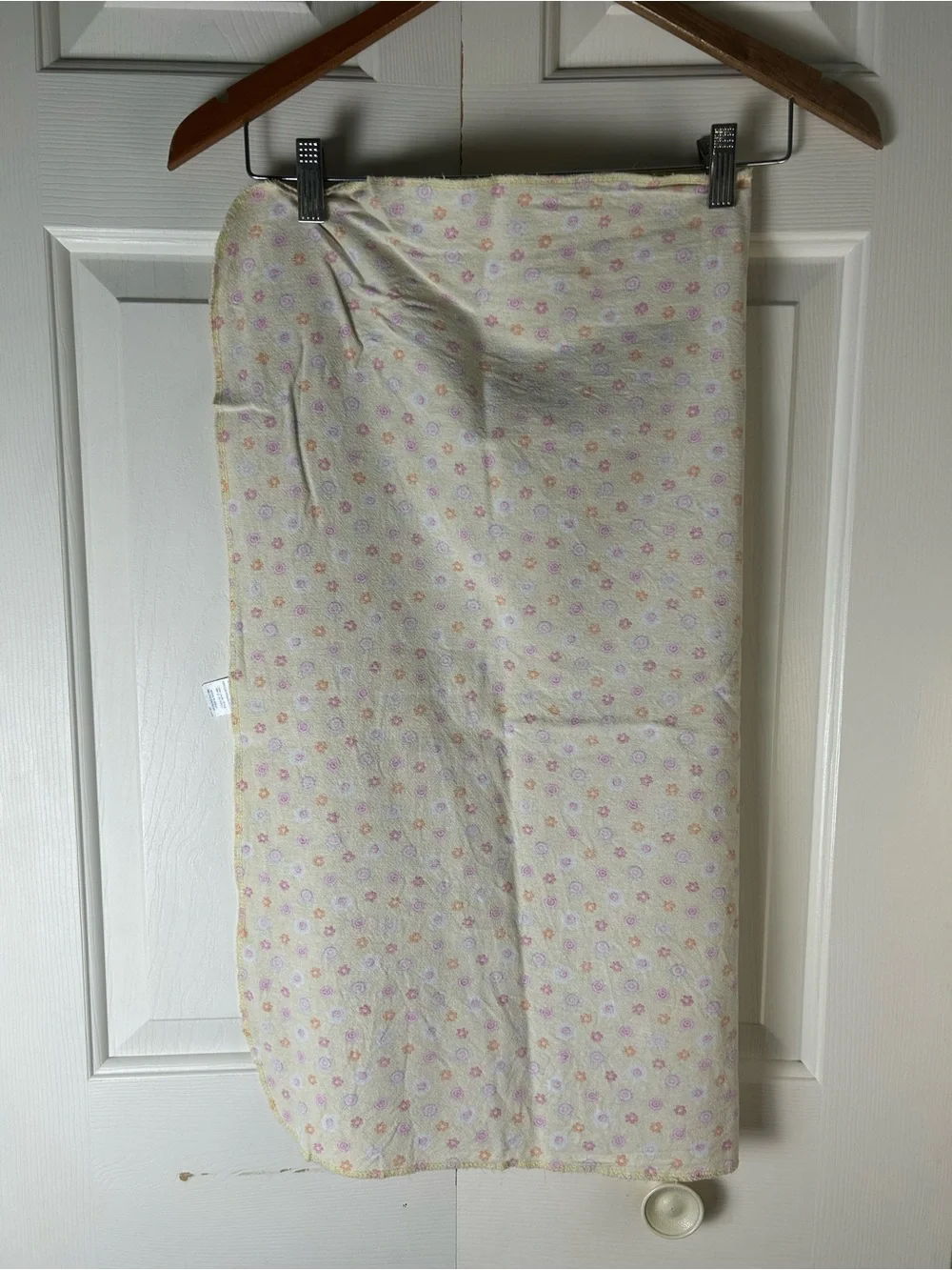 Gerber Yellow Floral Baby Receiving Blanket Pink Orange Flowers White Thin